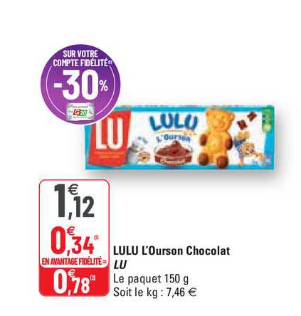 Lulu L'ourson Chocolat Lu