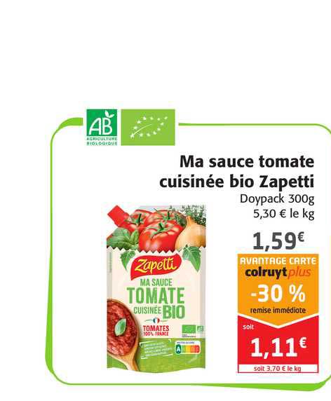 Ma Sauce Tomate Cuisinée Bio Zapetti