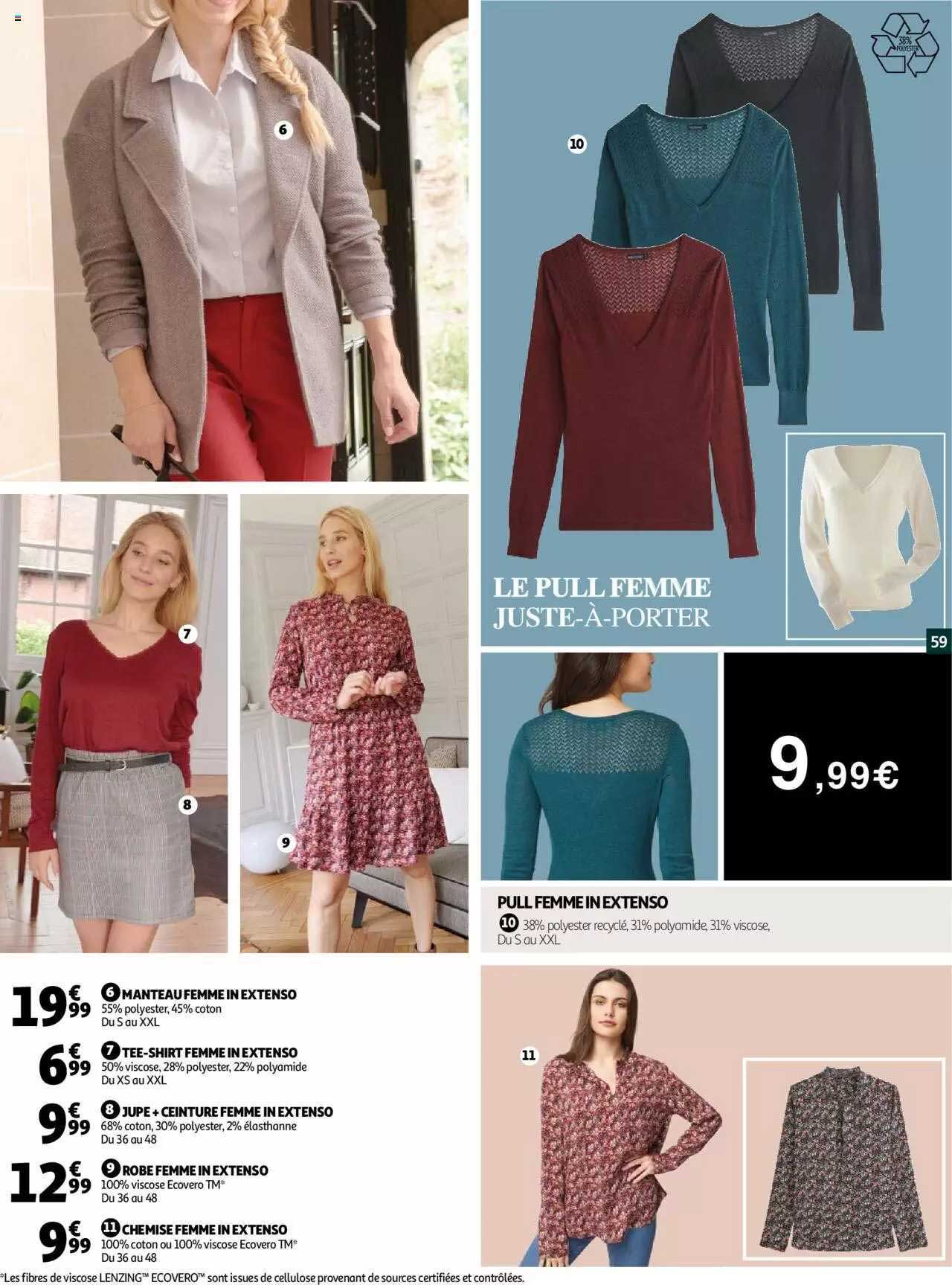 manteau femme in extenso, tee-shirt femme in extenso, jupe + ceinture femme in extenso, robe femme in extenso, chemise femme in extenso, pull femme in extenso