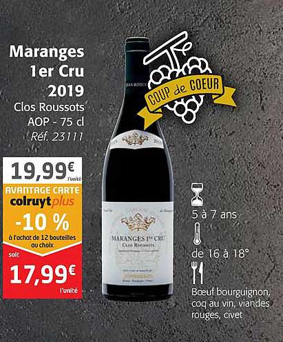 maranges 1er cru 2019 clos roussots aop