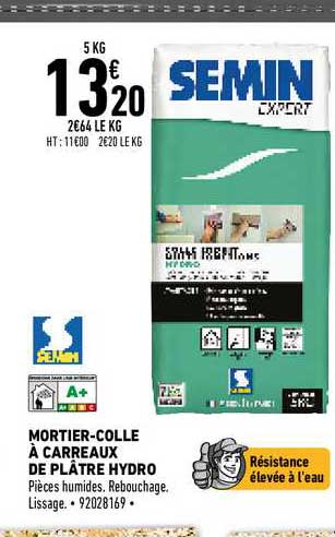 mortier-colle à carreaux de plâtre hydro