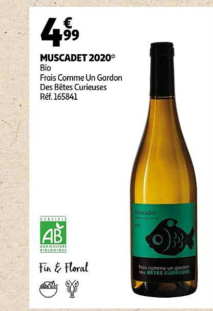 muscadet 2020 bio frais comme un gardon des bêtes curieuses