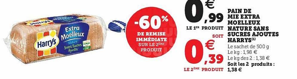 Pain De Mie Extra Moelleux Nature Sans Sucres Ajoutés Harrys