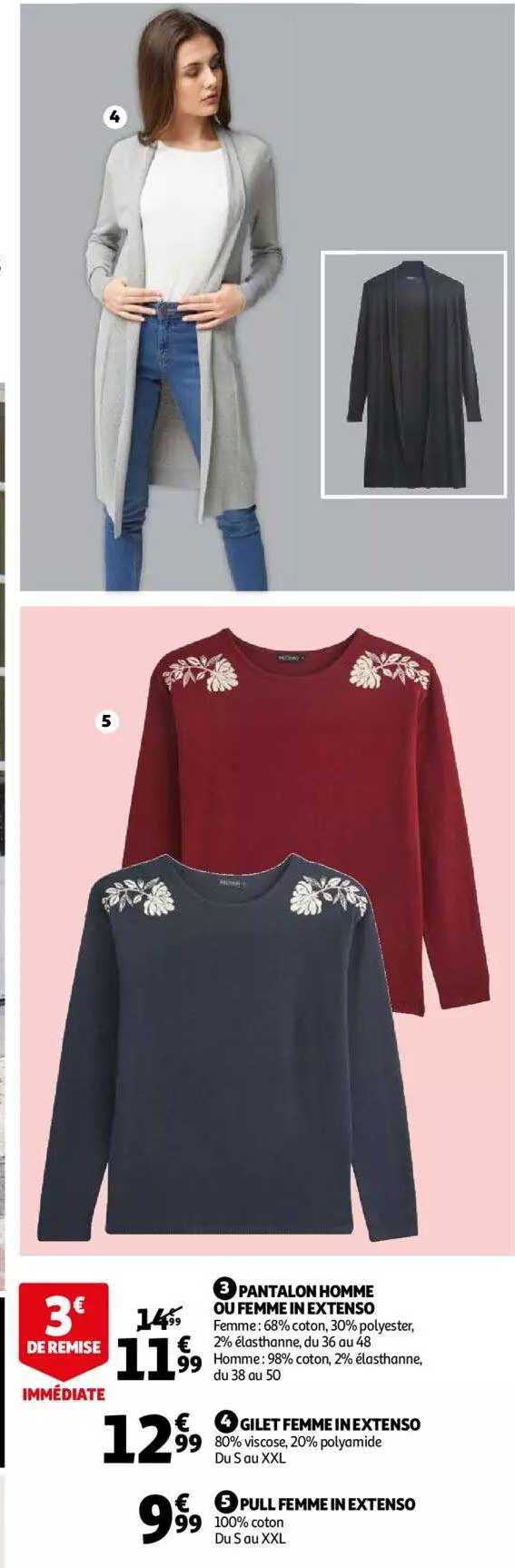 pantalon homme ou femme in extenso, gilet femme in extenso, pull femme in extenso