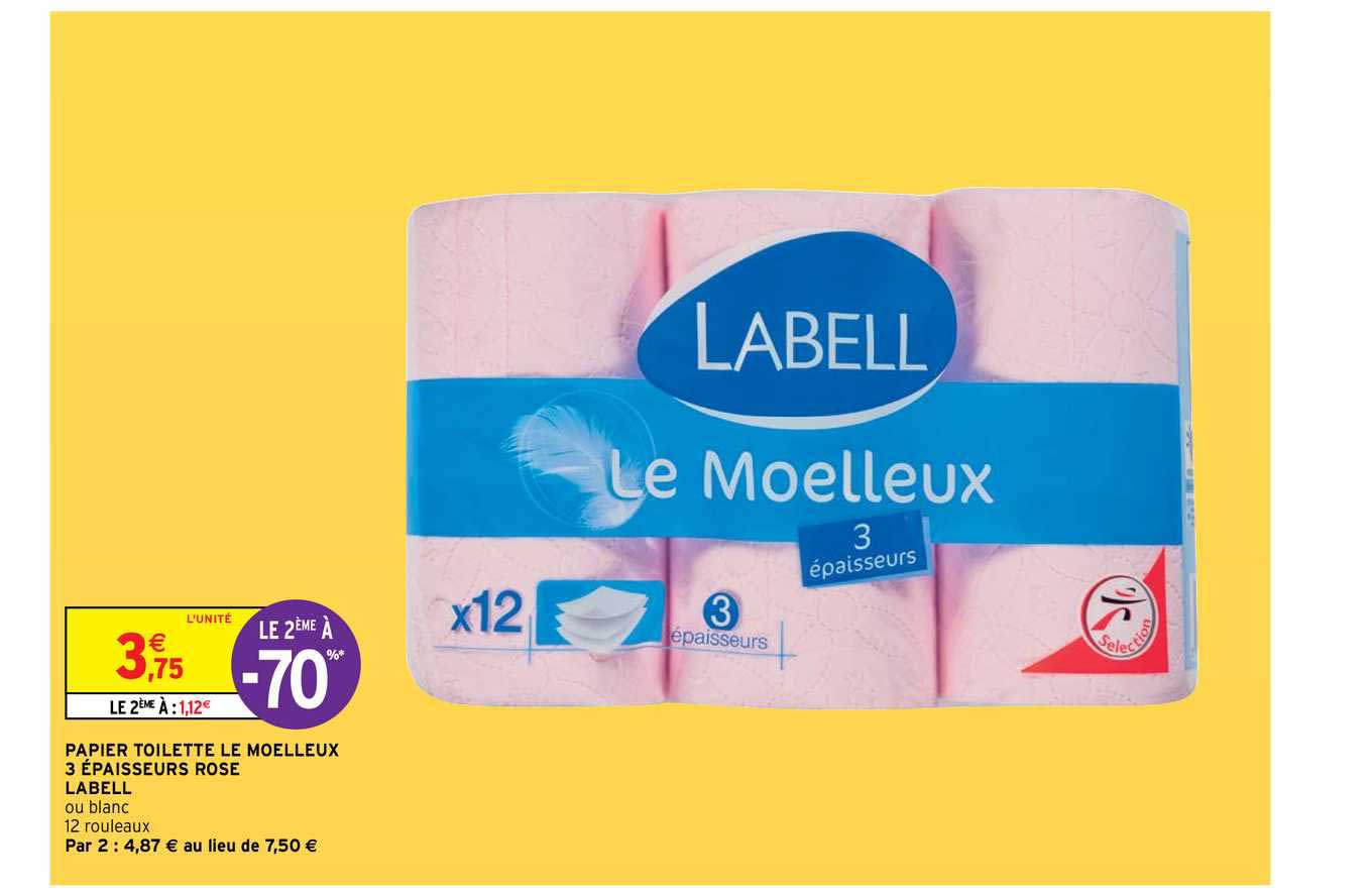papier toilette le moelleux 3 épaisseurs rose labell