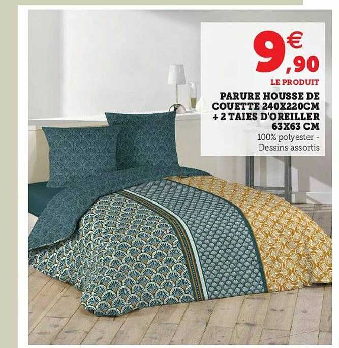 parure housse de couette + 2 taies d'oreiller