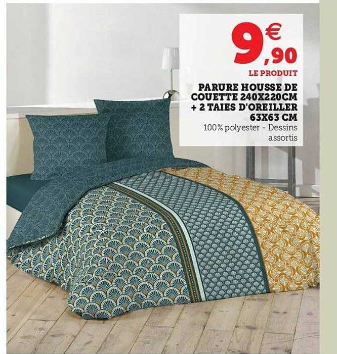 parure housse de couette 240 x 220 cm + 2 taies d'oreiller 63 x 63 cm