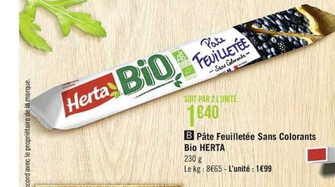 pâte feuilletée sans colorants bio herta