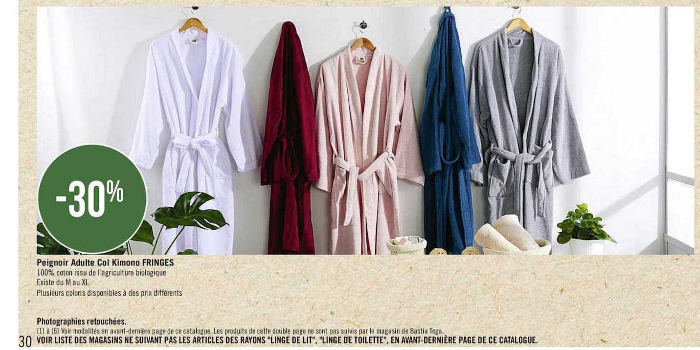 peignoir adulte col kimono fringes