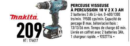 Perceuse Visseuse à Percussion 18 V 2 X 3 Ah Makita