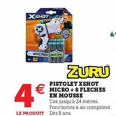 Pistolet Xshot Micro + 8 Flèches En Mousse Zuru