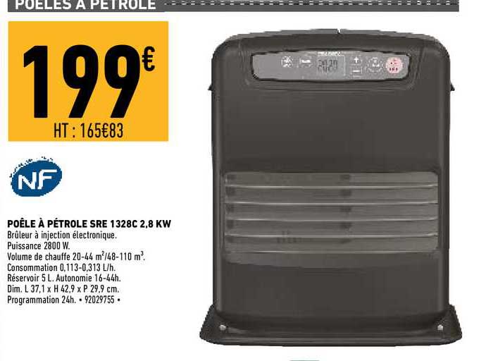 poêle à pétrole sre 1328c 2.8 kw