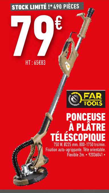 ponceuse à plâtre téléscopique far tools