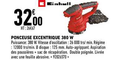 ponceuse excentrique 380 w einhell