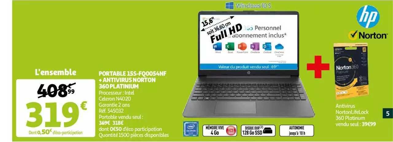 portable 15s-fq0054nf + antivirus norton 360 platinium
