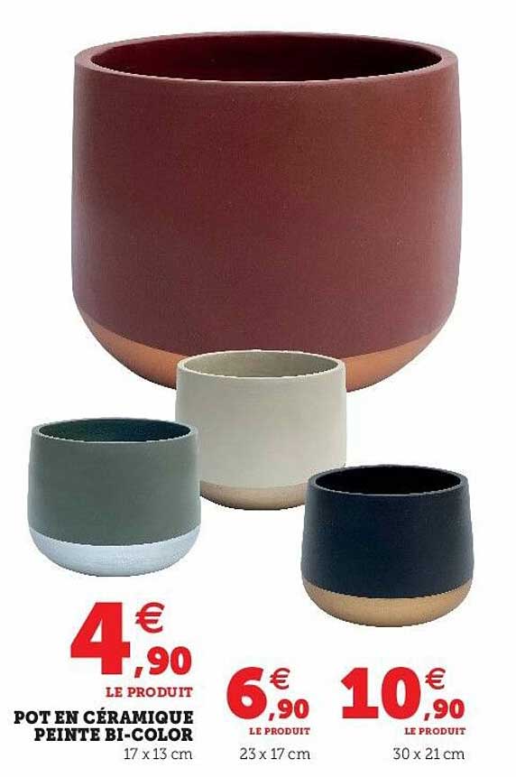 pot en céramique peinte bi-color