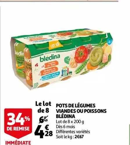 pots de légumes viandes ou poissons blédina