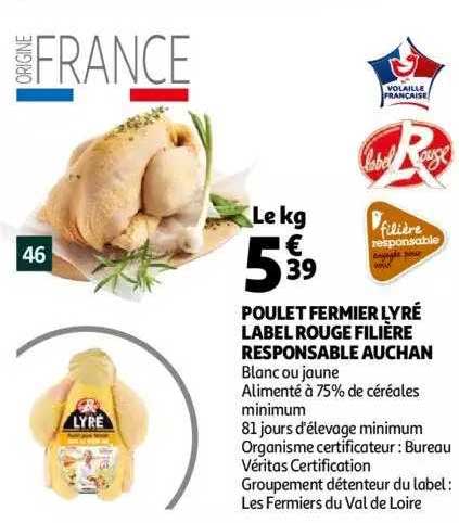 poulet fermier lyré label rouge filière responsable auchan