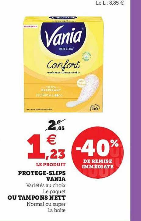 protège-slips vania ou tampons nett