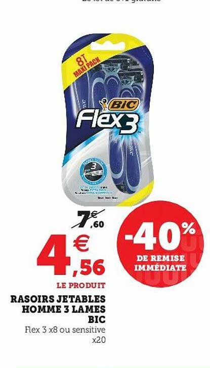 Rasoirs Jetables Homme 3 Lames Bic