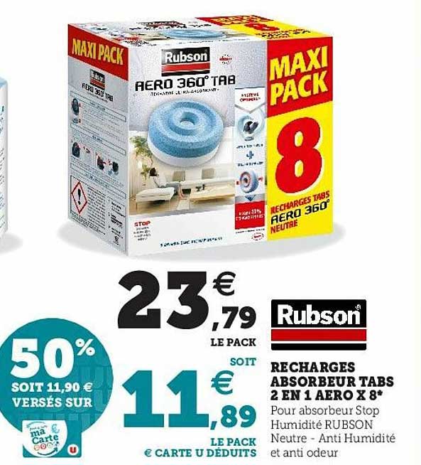 recharges absorbeur tabs 2 en 1 aero x8 rubson