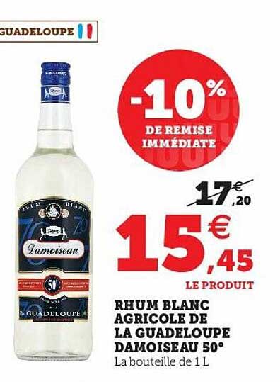 Rhum Blanc Agricole De La Guadeloupe Damoiseau 50°