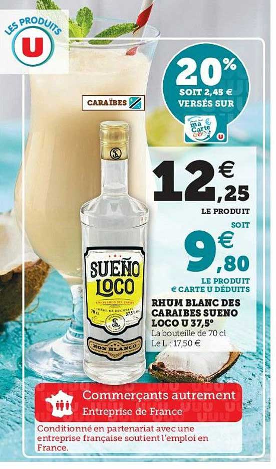 rhum blanc des caraïbes sueno loco u 37,5°