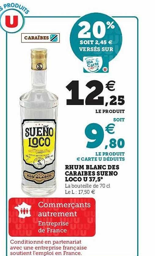 rhum blanc des caraïbes sueno loco u 37,5°