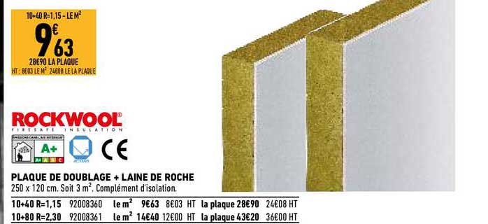 rockwool plaque de doublage + laine de roche