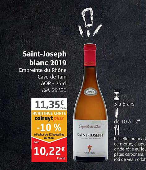 saint-joseph blanc 2019 empreinte du rhône cave de tain aop