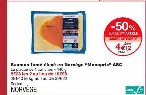 Saumon Fumé élevé En Norvège "monoprix" Asc