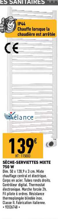 sèche-serviettes mixte 750 w e