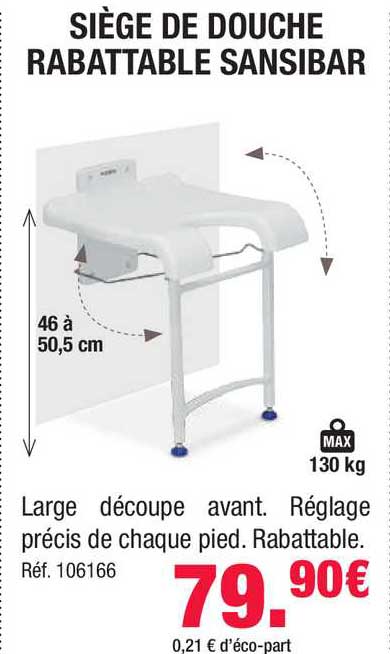 siège de douche rabattable sansibar