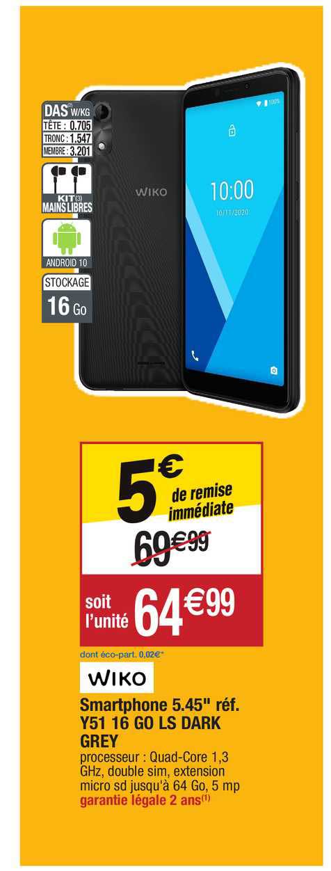 smartphone 5.45" réf. y51 16 go ls dark grey