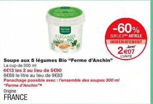 soupe aux 5 légumes bio "ferme d'anchin"