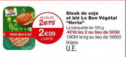 Steak De Soja Et Blé Le Bon Végétal "herta"