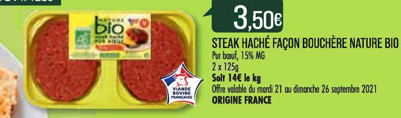 steak haché façon bouchère nature bio