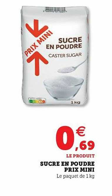 sucre en poudre prix mini