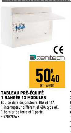tableau pré-équipé 1 rangée 13 modules