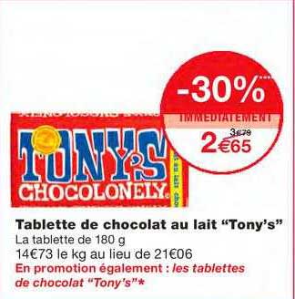 Tablette De Chocolat Au Lait "tony's"