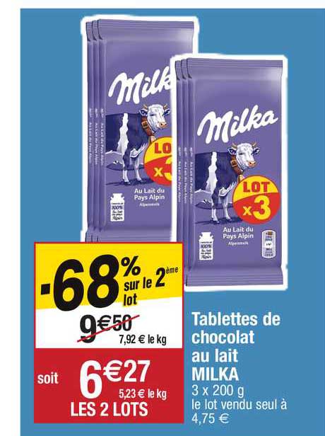 Tablettes De Chocolat Au Lait Milka