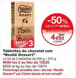Tablettes De Chocolat Noir "nestlé Dessert"