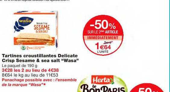 tartines croustillantes delicate crisp sesame & sea salt "wasa"