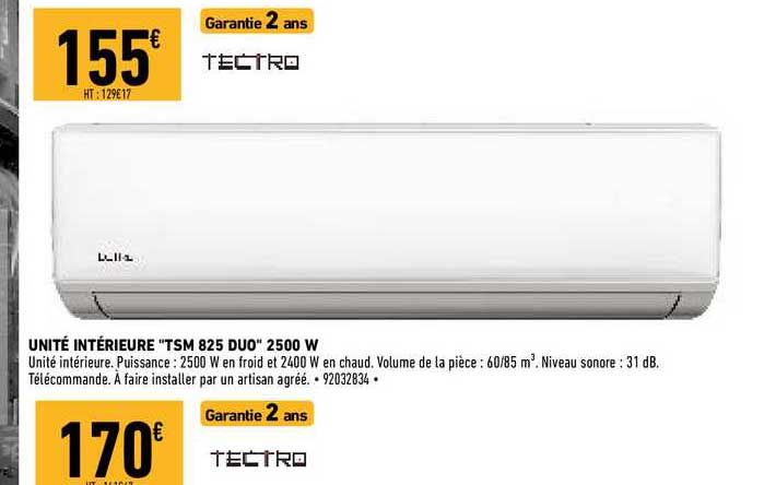 tectro unité intérieur "tsm 714 duo" 2500 w