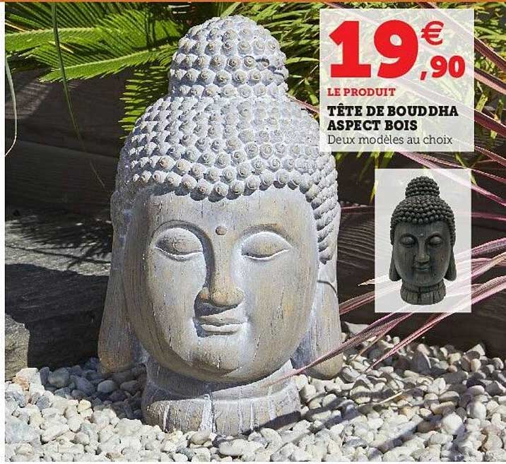 tête de bouddha aspect bois