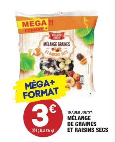 trader joe's mélange de graines et raisins secs