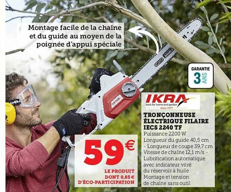 tronçonneuse électrique filaire iecs 2240 tf ikra