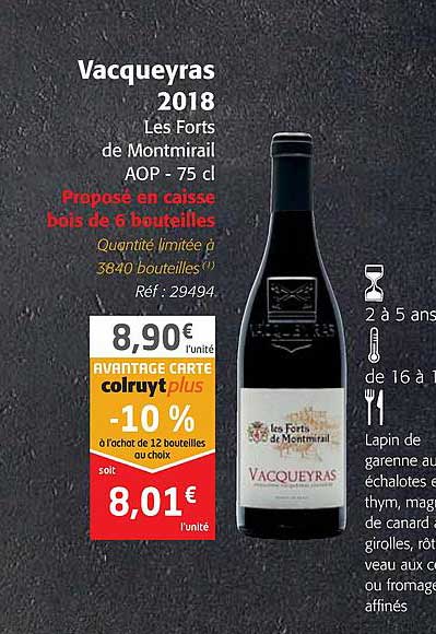 vacqueyras 2018 les forts de montmirail aop