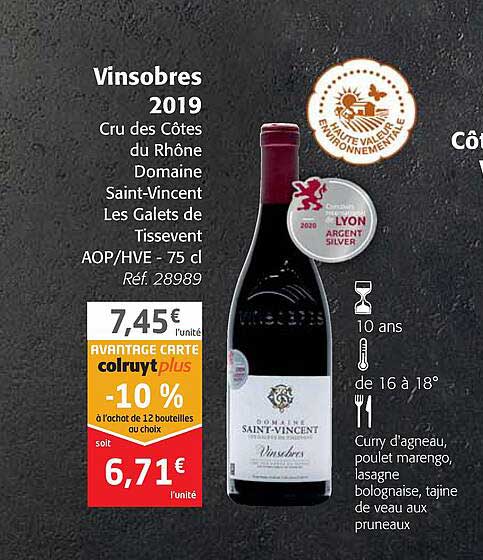 vinsobres 2019 cru des côtes du rhône domaine saint-vincent les galets de tissevent aop-hve