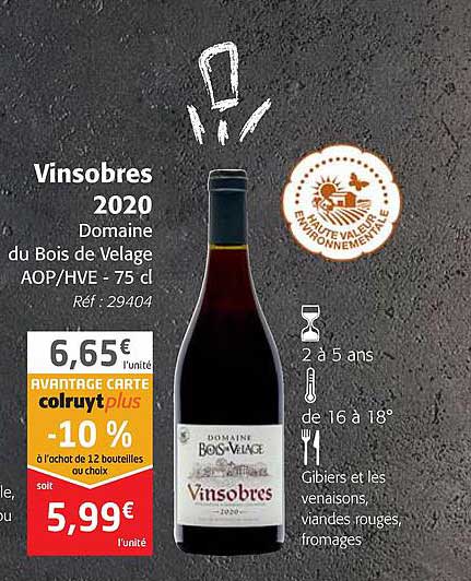 vinsobres 2020 domaine du bois de velage aop-hve